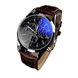 NEW LUXURY FASHION LEATHER MEN BLUE RAY GLASS QUARTZ ANALOG WATCHES